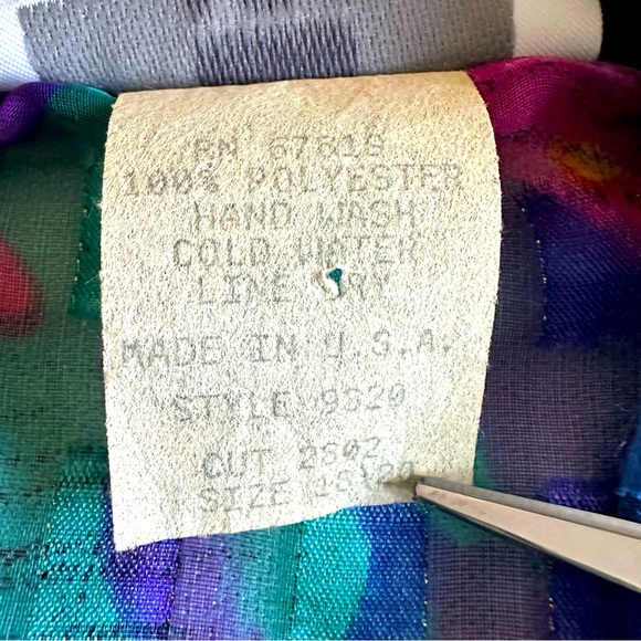 Vintage Studio C Womens Button Up Top Sz 18/20 Sheer Shimmery Metallic Abstract - Picture 14 of 14